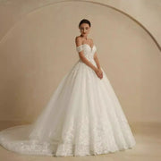 Off-shoulder Bridal Main Wedding Dress Elegant Court Style High-grade Luxury French Light Door Yarn Looty Lush