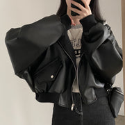 Fake Two-piece Short Leather Jacket Coat Looty Lush