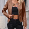 Casual Long-sleeve Solid Color Jacket Motorcycle Leather Coat Tops For Women Outwear Looty Lush