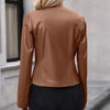 Casual Long-sleeve Solid Color Jacket Motorcycle Leather Coat Tops For Women Outwear Looty Lush