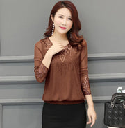 Women's Solid Color Mesh Lace Bottoming Shirt Top