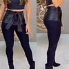 Women's Stitching Leather Belt Trousers Looty Lush