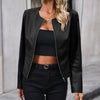 Casual Long-sleeve Solid Color Jacket Motorcycle Leather Coat Tops For Women Outwear Looty Lush