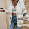 V-neck Sweater Women's Classic Striped Single-breasted Cardigan Looty Lush