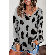 Looty Lush Loose Long-Sleeved Printed T-Shirt Top