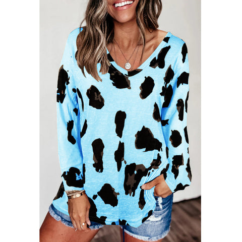 Looty Lush Loose Long-Sleeved Printed T-Shirt Top