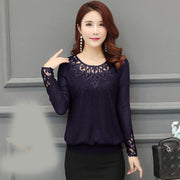 Women's Solid Color Mesh Lace Bottoming Shirt Top