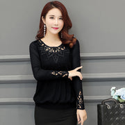 Women's Solid Color Mesh Lace Bottoming Shirt Top