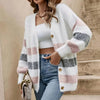 V-neck Sweater Women's Classic Striped Single-breasted Cardigan Looty Lush