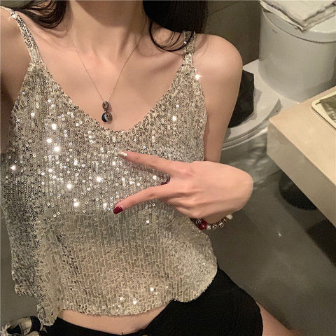 V-neck Inner Match Glitter Camisole