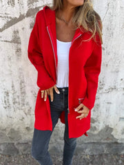 Autumn And Winter Solid Color Casual Zipper Hooded Jacket Coat Looty Lush