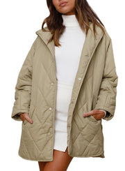 Diamond Quilted Hooded Lightweight Jacket For Women Looty Lush