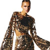 Sweet And Spicy Women's Long Sleeve Round Neck Sexy Large Sequined Evening Dress Looty Lush