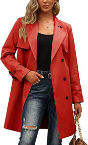 European And American Autumn Women's Double Breasted Fashion Casual Trench Coat Looty Lush