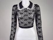 Looty Lush Long Sleeve Elegant Waist Shirt Lace Shirt