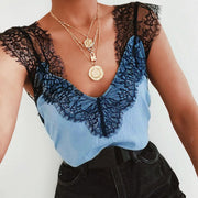 Looty Lush Lace V-neck solid color top