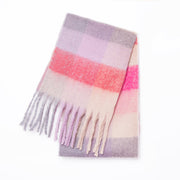 Women's Scarf Autumn And Winter New Thick Beard Color Four-grid Looty Lush