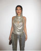 Back Slit Metal Sequins Top Scarf Two-piece Set Looty Lush