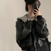 Fake Two-piece Short Leather Jacket Coat Looty Lush