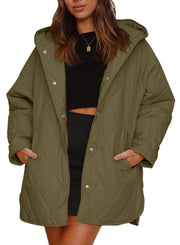 Diamond Quilted Hooded Lightweight Jacket For Women Looty Lush