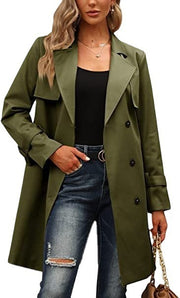 European And American Autumn Women's Double Breasted Fashion Casual Trench Coat Looty Lush