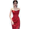 Fashion Bride Wine Red Engagement Wedding Back-to-door Casual Dress Small Looty Lush