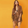 Women's Suede Hollow Fringed Short Sleeve Jacket Looty Lush