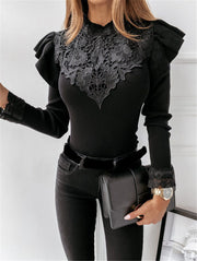 Looty Lush Round neck lace bottoming shirt