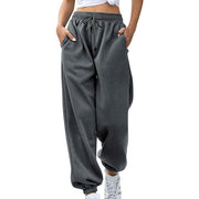 Women's Loose Leisure Sports Drawstring Wide Leg Ankle Banded Pants Looty Lush