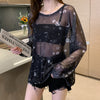 Korean Style New Loose Design Thin Mesh Top