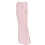 All-matching Sheath Long Satin Skirt Looty Lush