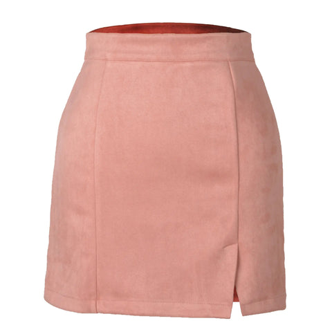 Autumn And Winter Suede A- Line Korean Style High Waist Fashion Sexy Skirt Looty Lush