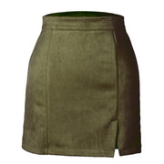 Autumn And Winter Suede A- Line Korean Style High Waist Fashion Sexy Skirt Looty Lush