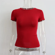 Basic Style Round Neck Short Sleeve Women's Tight Sexy Looty Lush