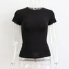 Basic Style Round Neck Short Sleeve Women's Tight Sexy Looty Lush