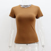 Basic Style Round Neck Short Sleeve Women's Tight Sexy Looty Lush