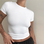 Basic Style Round Neck Short Sleeve Women's Tight Sexy Looty Lush