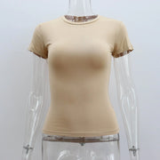 Basic Style Round Neck Short Sleeve Women's Tight Sexy Looty Lush