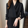 Business Shirt Niche Cross V-neck Long Sleeve All-match Satin Top Looty Lush