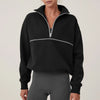 Contrast Color Half Zipper Sports Sweaters Women's Clothing Looty Lush