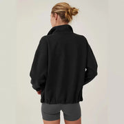 Contrast Color Half Zipper Sports Sweaters Women's Clothing Looty Lush