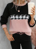 Contrast Color Pullover Round Neck Knitted Sweater Looty Lush