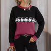 Contrast Color Pullover Round Neck Knitted Sweater Looty Lush