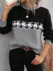 Contrast Color Pullover Round Neck Knitted Sweater Looty Lush