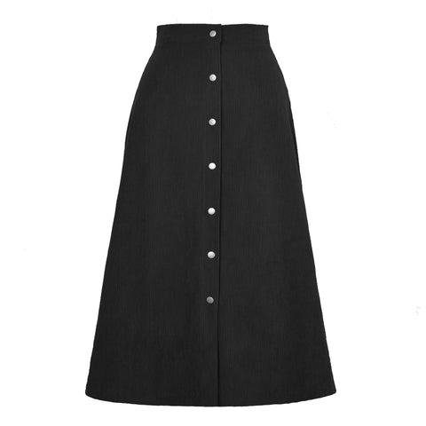 Corduroy Skirt Long Single-breasted High Waist Autumn And Winter Skirt Looty Lush