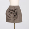 Elegant Style High Waist A- Line Skirt Fashionable Three-dimensional Flower Stitching Design Short Skirt Looty Lush