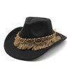 Ethnic Style Tassel Felt Cap Jazz Flat Brim Hat Looty Lush