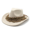 Ethnic Style Tassel Felt Cap Jazz Flat Brim Hat Looty Lush