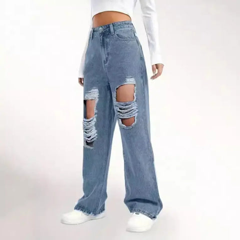 European And American Fashion Ripped High Waist Jeans Looty Lush