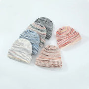 European And American Ins Warm Autumn And Winter Multi-color Niche Gradient Flanging With Wool Knitted Hat Women Looty Lush